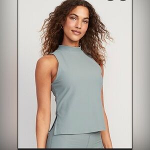 PowerSoft Rib-Knit Mock-Neck Sleeveless Top